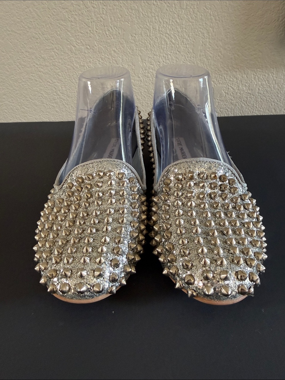 Steve Madden Stydlly Silver Spiked loafer - Picture 7 of 9